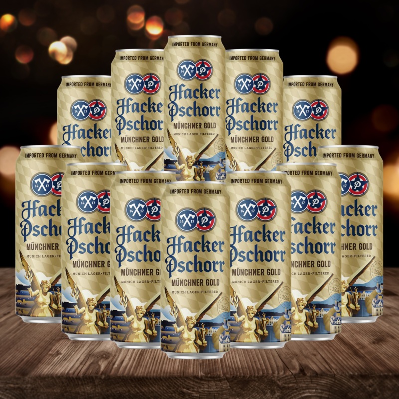 Hacker Pschorr Mnchner Gold German Helles Lager 500ml Cans  5.5% ABV (Multipack)