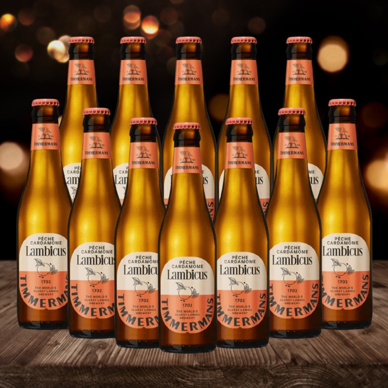 Timmermans Lambicus Pche Cardamome Belgian Fruit Beer 330ml Bottles – 4.0% ABV (12 Pack)