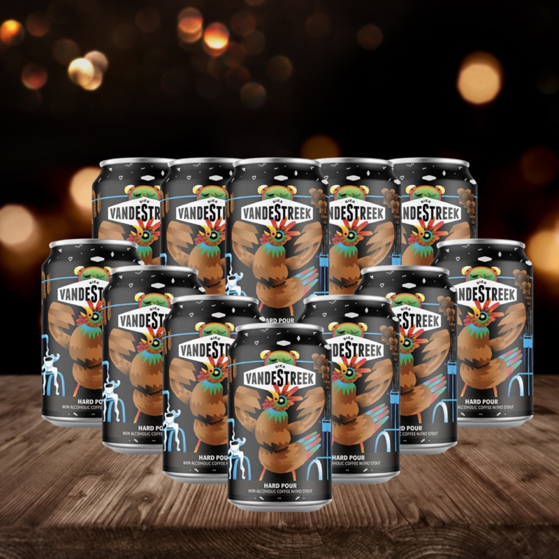 VandeStreek Hard Pour Dutch Non-Alcoholic Stout 330ml Cans – 0.5% ABV (12 Pack)