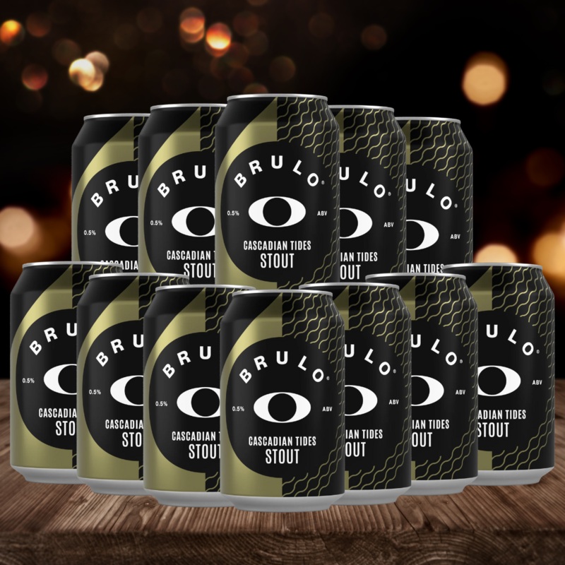 Brulo CASCADIAN TIDES British Alcohol Free Stout 330ml Cans  ABV 0.0% (12 Pack)