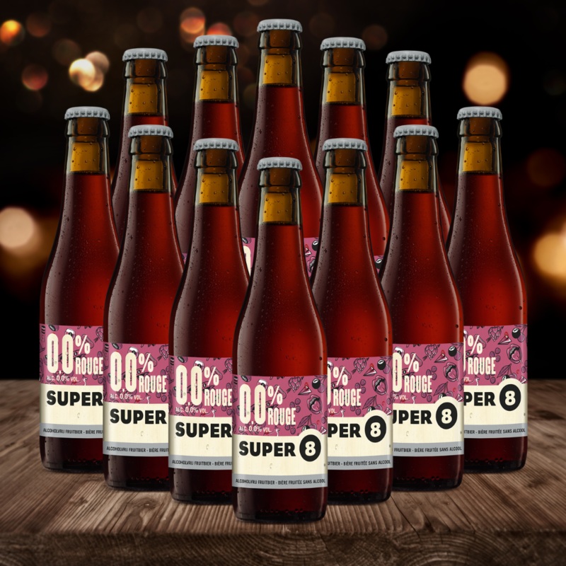 Haacht Super 8 Rouge Belgian Beer 330ml Bottles – 0.0% ABV (12 Pack)