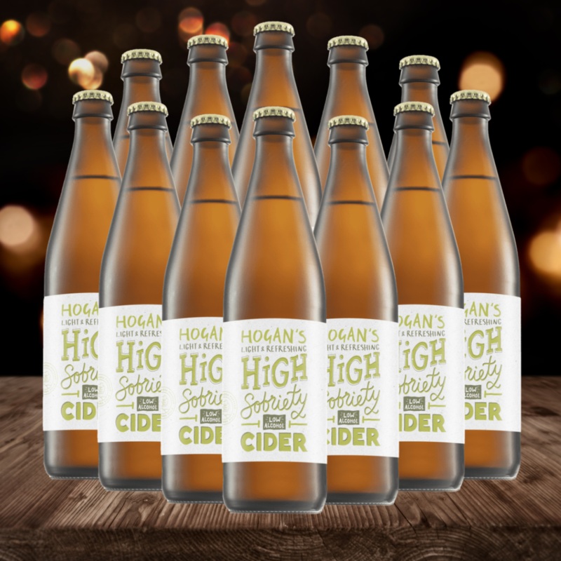 Hogan’s Cider High Sobriety Cider 500ml bottles – 1% ABV (12 Pack)