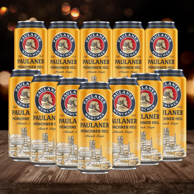 Paulaner Munchner Hell Premium German Lager 500ml Cans  4.9% ABV (multipack)