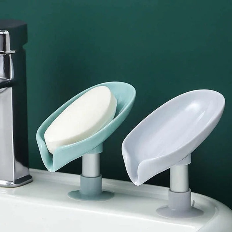 Suction Drain Soap Tray, Soap Holder Stand Self Draining Soap Dish Holder Soap Box for Shower with Suction Cup for Bathroom, Kitchen, Bathtub, Wash basins – 2 Pcs