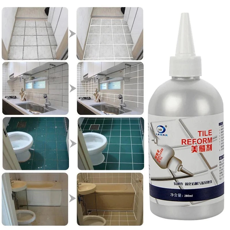 Tile Gap Refill Agent with Scraper 280ml  Waterproof Tile Gap Repair Filler & Sealer for Ceramic, Floor & Wall (Pack of 1)