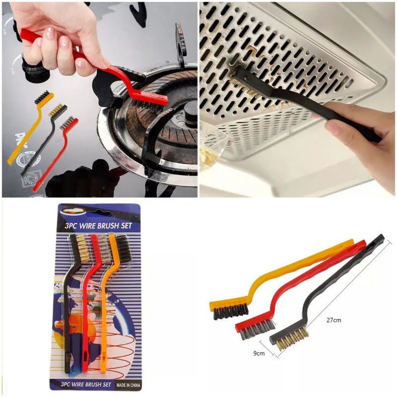 3 Pcs Gas Stove Cleaning Brush Set  Durable Bristles for Kitchen Stove & Gas Burner Cleaning