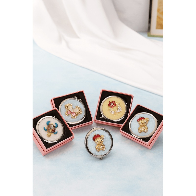 Portable Make-Up Folding Mirror  Compact & Travel-Friendly (Random Design-Pack of 1)