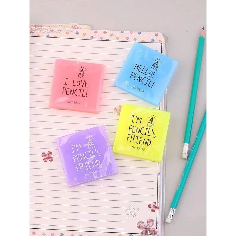 Random Logo Print Erasers