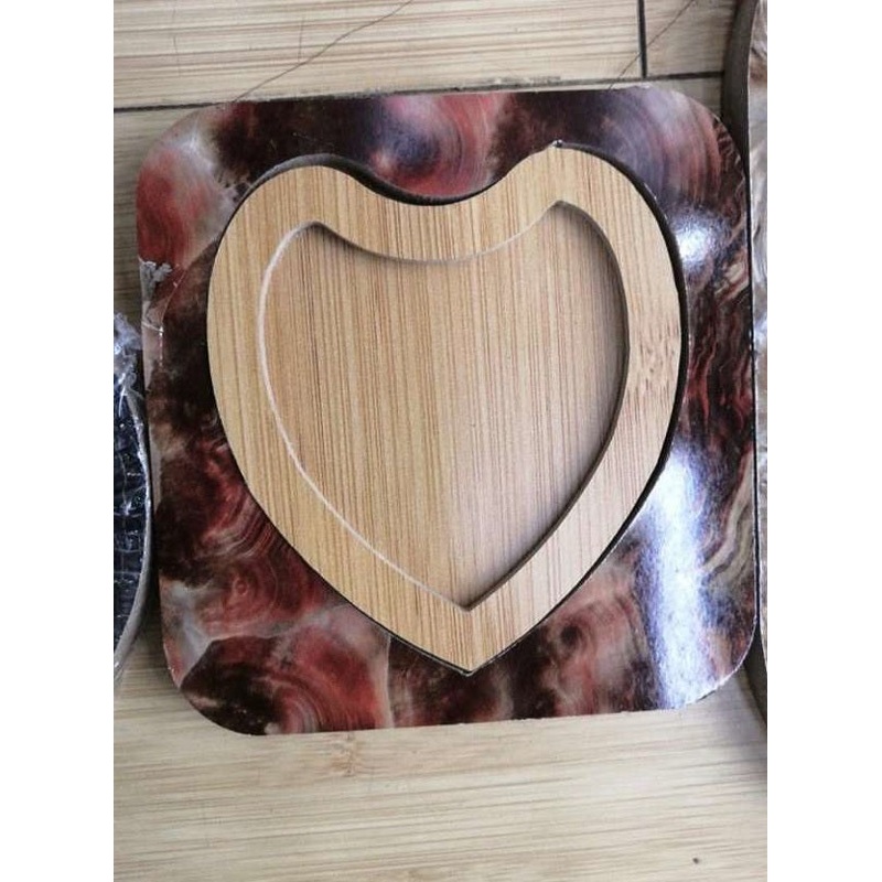 Single Square Heart Shape Wooden Plate