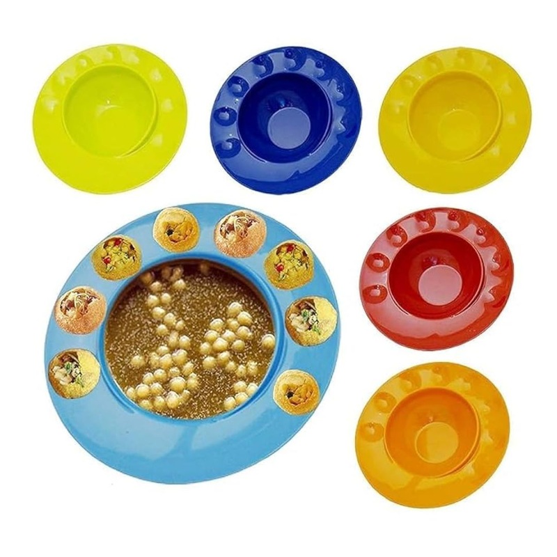 Snack Serving Pani Puri Plate  Plastic Serving Plate for Pani Puri, Golgappa & Snacks (Random Color) | Buy 1 Get 1 Free