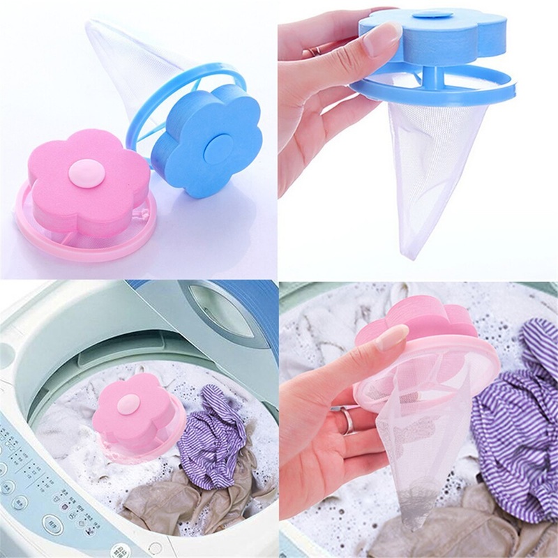 Washing Machine Floating Filter Bag  Reusable Laundry Lint & Hair Collector for Top Load Washer, Clothes Cleaning Mesh Pouch (Random Color-Pack of 1)
