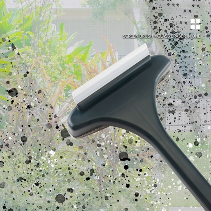 Window Screen Cleaning Brush with Wiper  Multi-Functional Plastic Cleaning Tool for Windows, Glass, and Screens (Random color-Pack of 1)