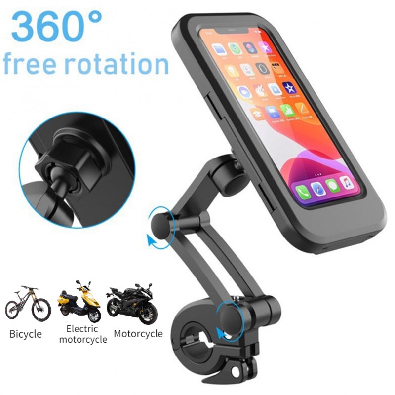 Waterproof Motorcycle Mobile Phone Holder  360 Rotating Bike Mount for Cell Phones (Pack of 1)