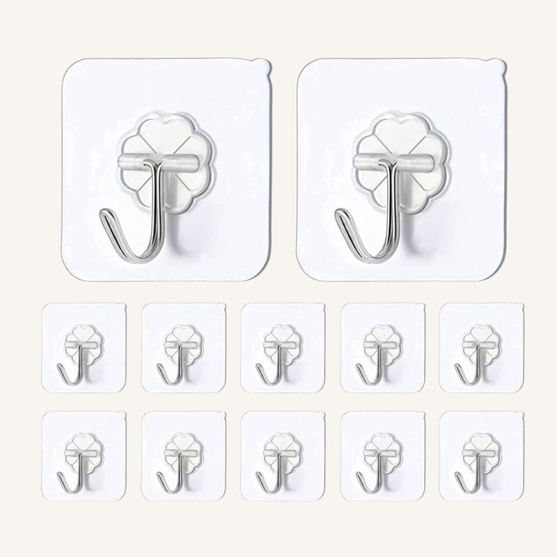 Multipurpose Self Adhesive Wall Hooks  Strong Sticker Hook Set of 10