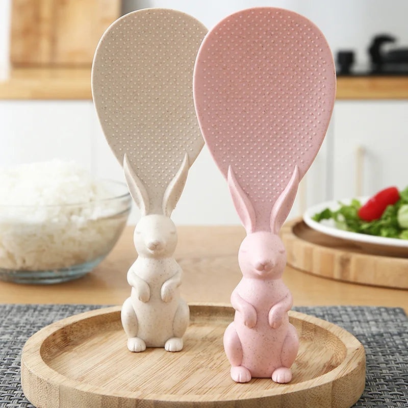 Plastic Rice Serving Scoop  Rabbit Handle Non-Stick Rice Shovel for Kitchen (Pack of 1)