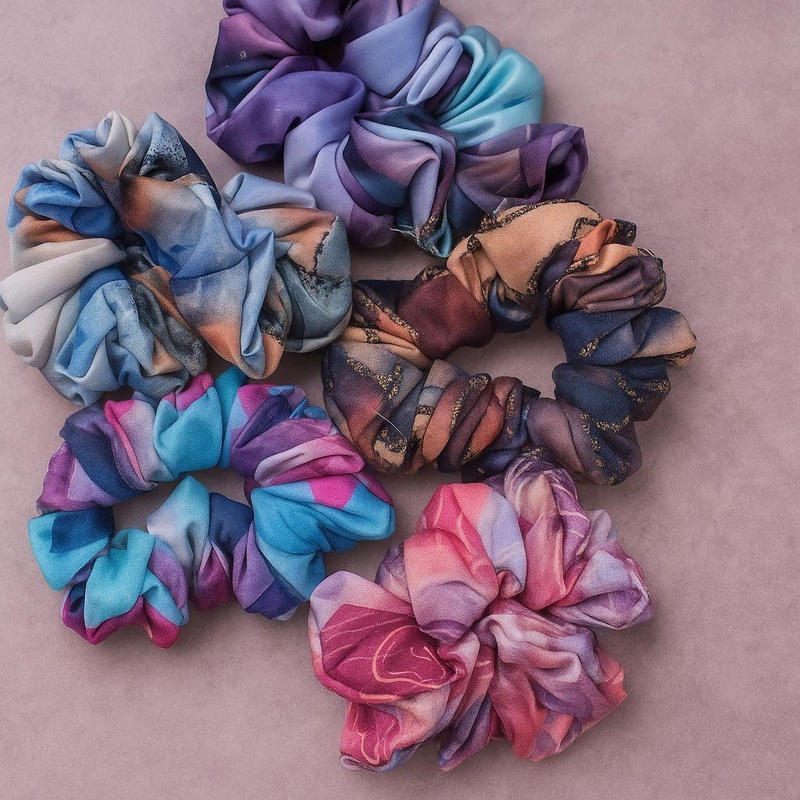 Printed Satin Silk Scrunchies  Large Size Hair Tie for Women & Girls | Soft, Smooth & Gentle on Hair | Stylish Ponytail Holder (Random Print-Pack of 1)