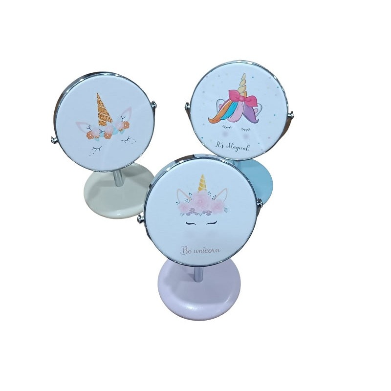 Round Shape Cartoon Print Table Mirror  Cute Portable Desk Makeup Mirror for Kids & Adults (Pack of 1)