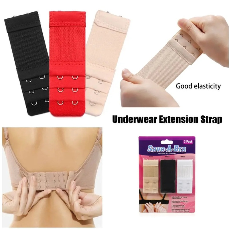 Save-A-Bra Adjustable Hook Extender  Comfortable Bra Extension Strap – 3 Pcs in 1 set