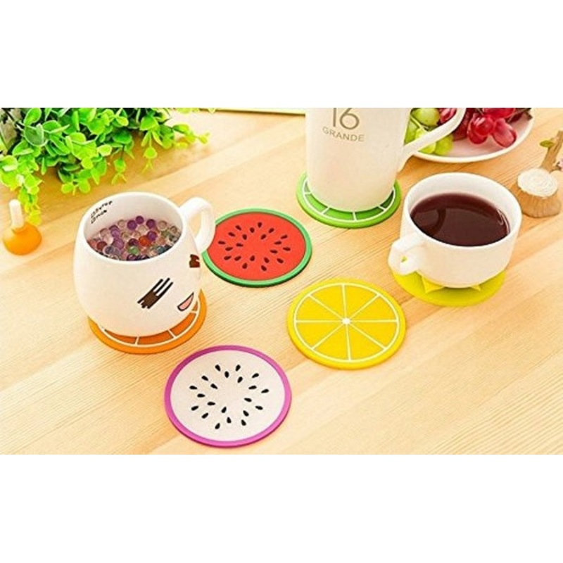 Silicone Coaster Fruit Design 6 Pc Set