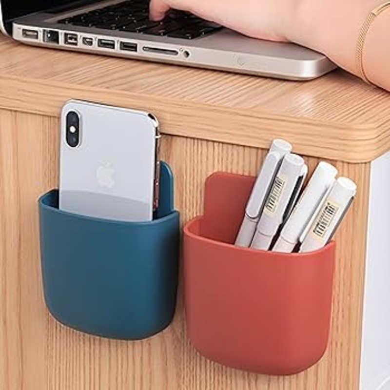 Wall Mounted  Mobile & Remote Holders  Multipurpose Organizer for Living Room & Bedroom (Random color-Pack of 4)