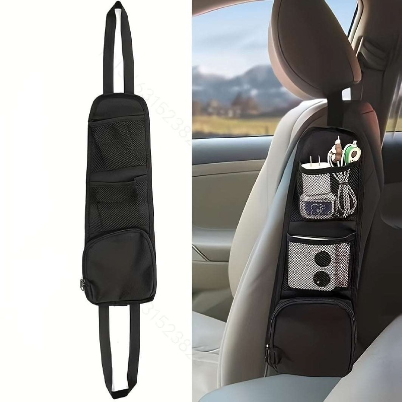 Multi-Pocket Car Seat Organizer with Mesh Pockets – Versatile Hanging Storage for Phones, Wallets, Glasses – Durable Polyester, Hand or Dry Clean – Fits Cars, SUVs, Trucks