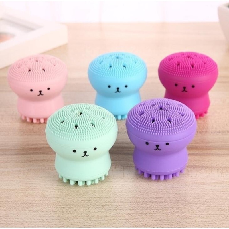 Octopus Face Wash Silicone Brush Scrubber – Random Colour Facial Cleansing Tool – Pack of 1