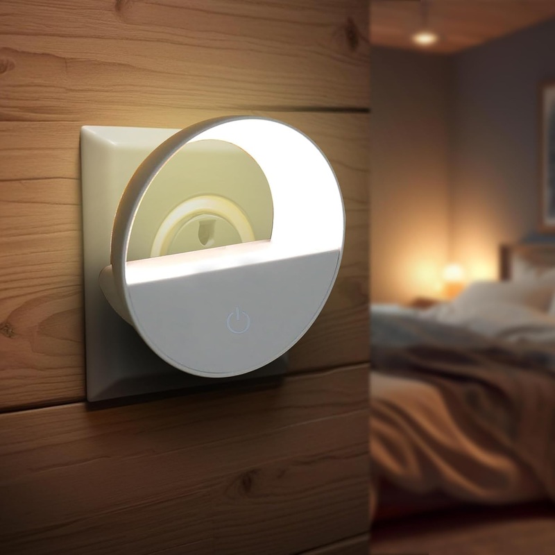Round Night Light – White LED Light ABS Material Night Light for Bedroom