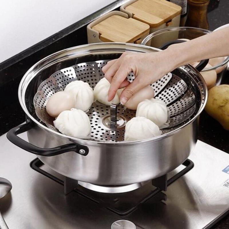 Stainless Steel Folding Steamer Basket  Adjustable Vegetable & Food Steamer