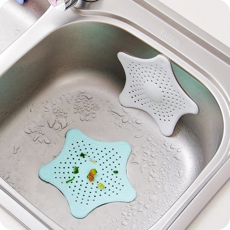 Star Shape Hair Catcher  Multi-Use Drain Stopper & Filter for Bathroom, Kitchen Sink & Shower (Random Colors-Pack of 1)
