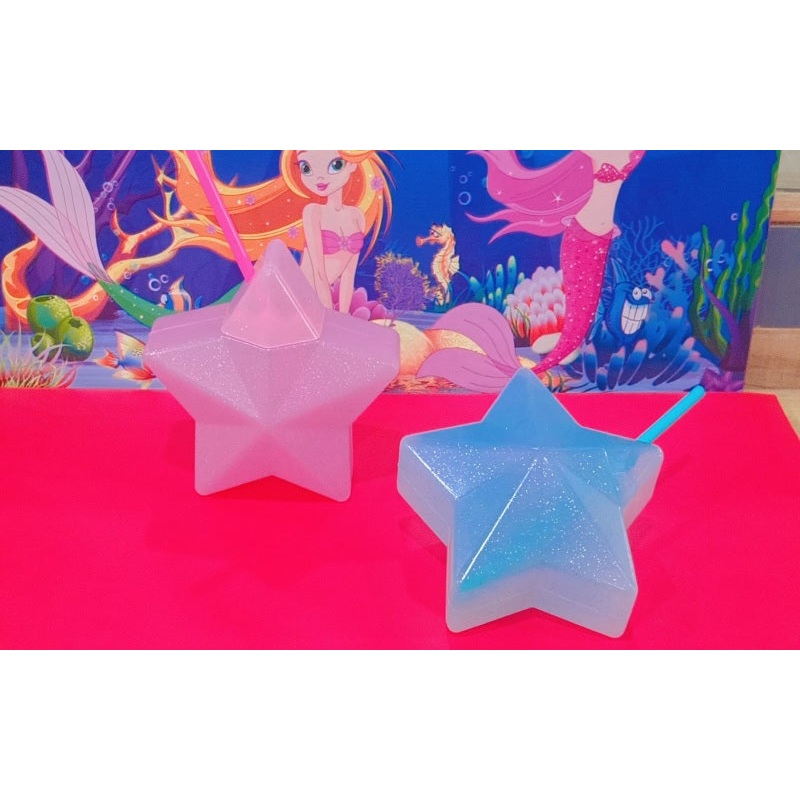 Star Shape Water Plastic Cup With Straw