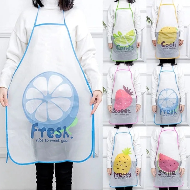 Waterproof Fruit Print Apron  Cooking, Baking & Cleaning Protection (Random color- Pack of 1)