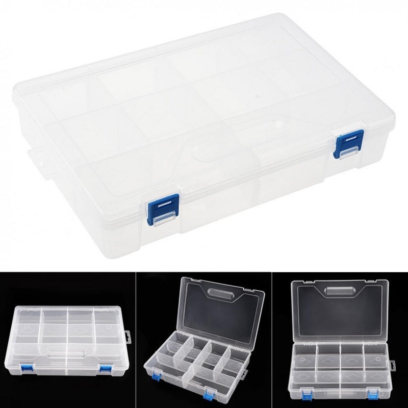 10-Grid Large Capacity Transparent Plastic Storage Box  Organizer for Jewelry, Accessories, and Small Items (Pack of 1)