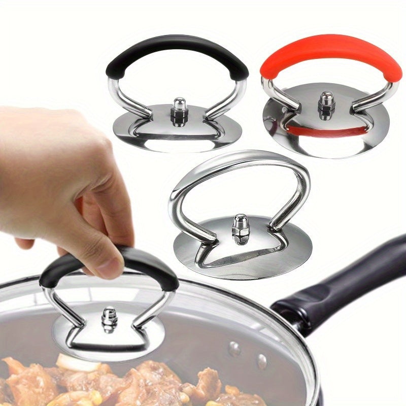 2 pcs Stainless Steel Pot Lid Knob with Silicone Heat-Resistant Grip and Mounting Screw – Replacement Top Handle for Cookware, Durable Lid Accessory for Kitchen Cooking Equipment