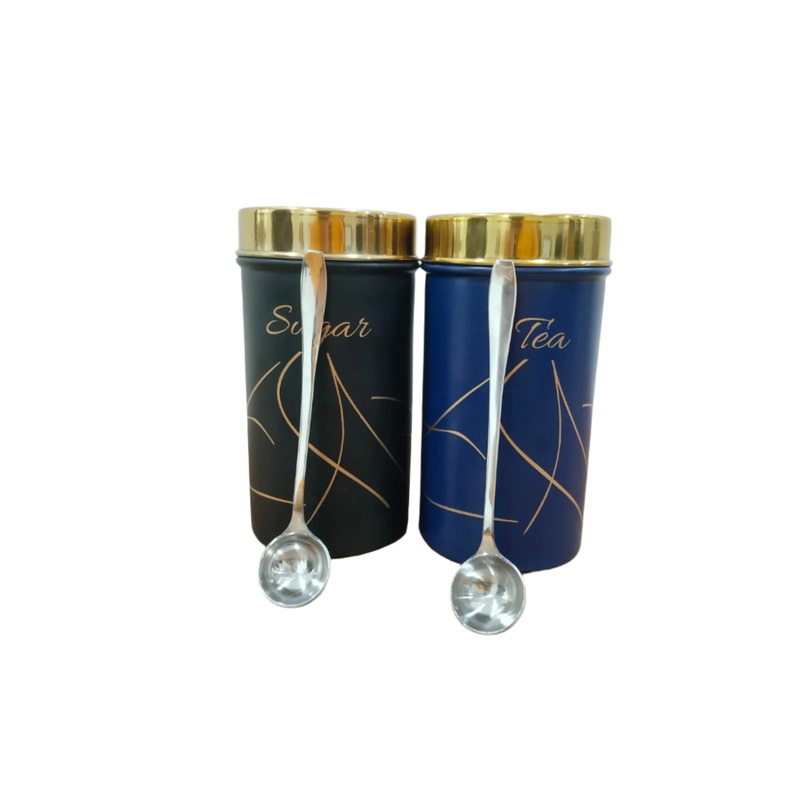 2 Pcs Tea and Sugar Canister With Spoon