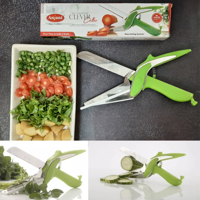Multipurpose Clever Cutter, Food Scissors for Quick and Easy Cutting, Clever Cutter Kitchen Knife with Stainless Steel Blade (Pack of 1)