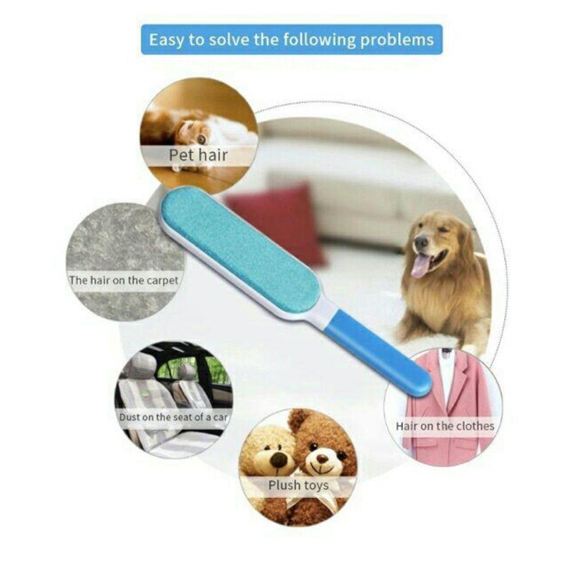 Pet Fur and Lint Remover With Self-Cleaning Base Double-Sided Brush