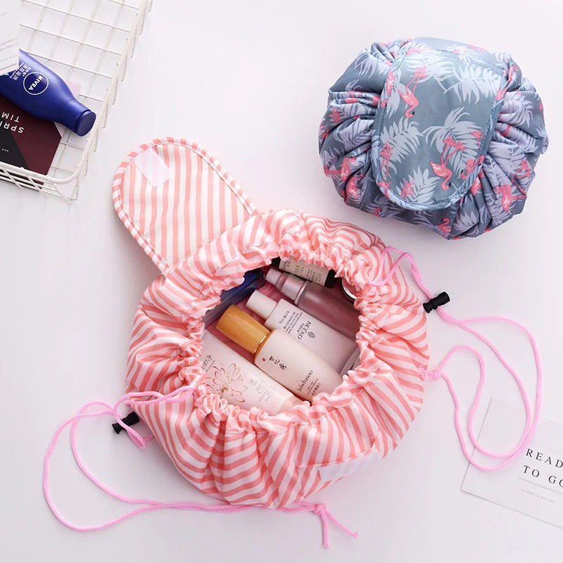 Portable Lazy Cosmetic Bag with Drawstring  Waterproof Makeup & Toiletry Pouch for Women, Large Capacity (Assorted Color) (Pack of 1)