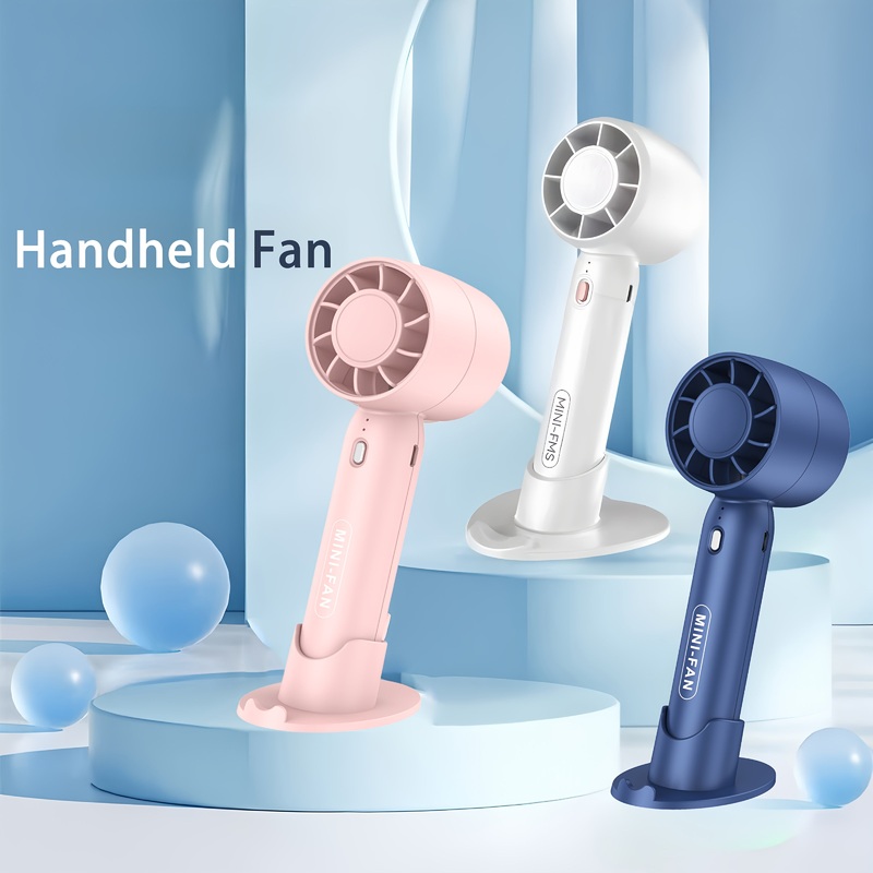 Portable Mini Fan, USB Rechargeable, with 3-speed Adjustment, Comes with Base Stand, Suitable for Home Use, Office, Outdoor Travel, (Random Colors) – 1 Pc
