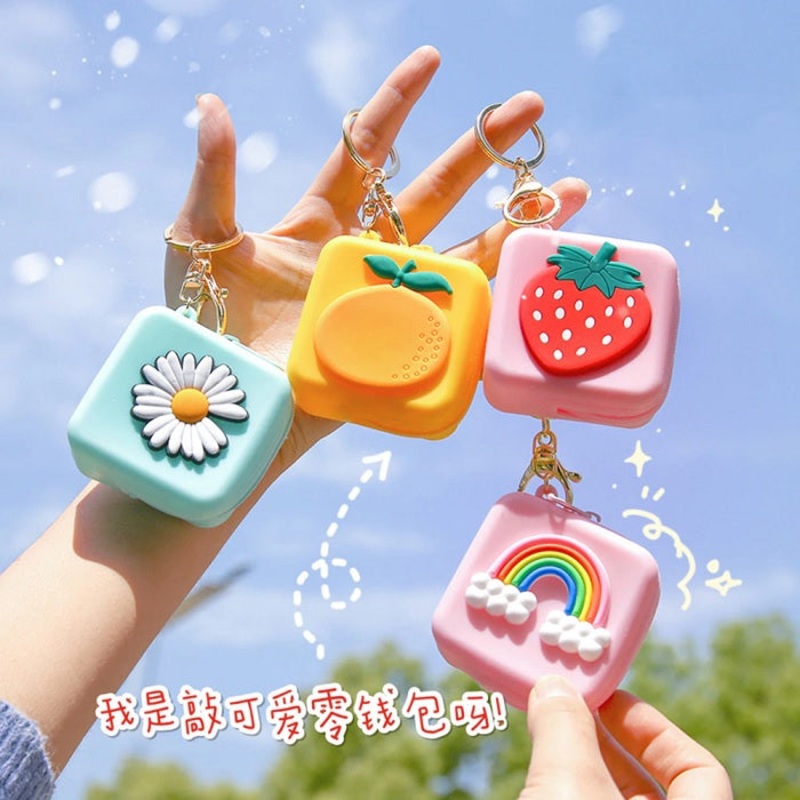 Silicone Coin Bag  Mini Zipper Pouch for Coins, Keys & Small Essentials (Random Print)