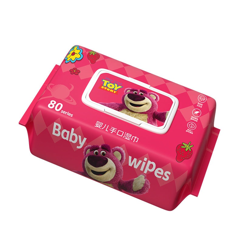 Strawberry Bear Hand and Mouth Wet Wipes Family Pack 80 Pieces Baby Wipes