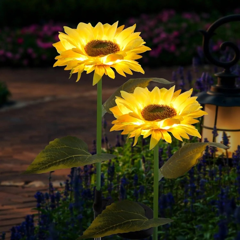 2 Pack Solar Sunflower Garden Lights  LED Outdoor Patio & Pathway Decor
