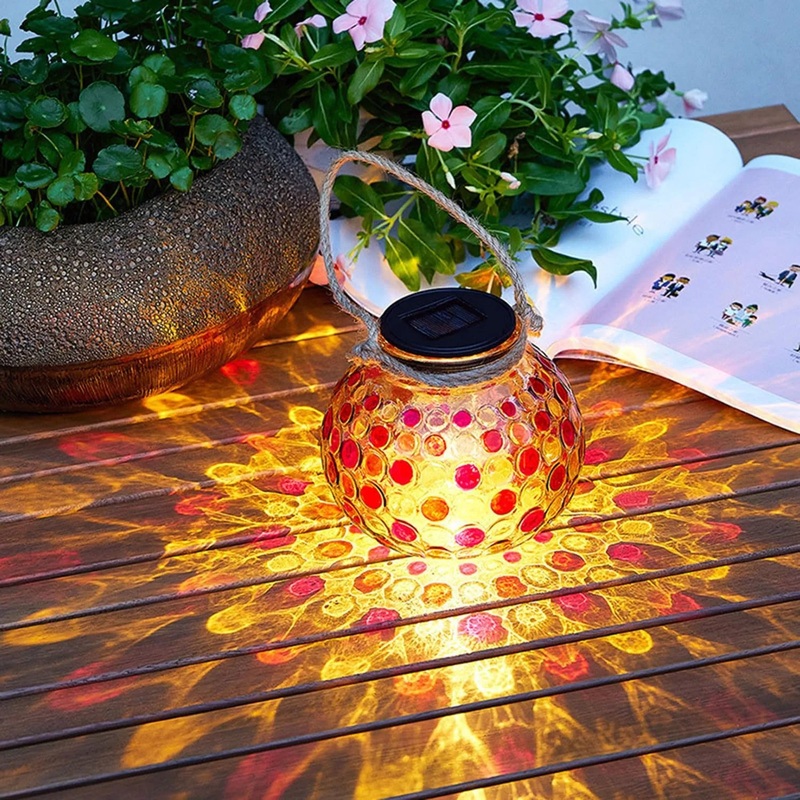 2 Pcs Set Color Changing Solar Hanging Lamps  Crystal Glass Ball Lights