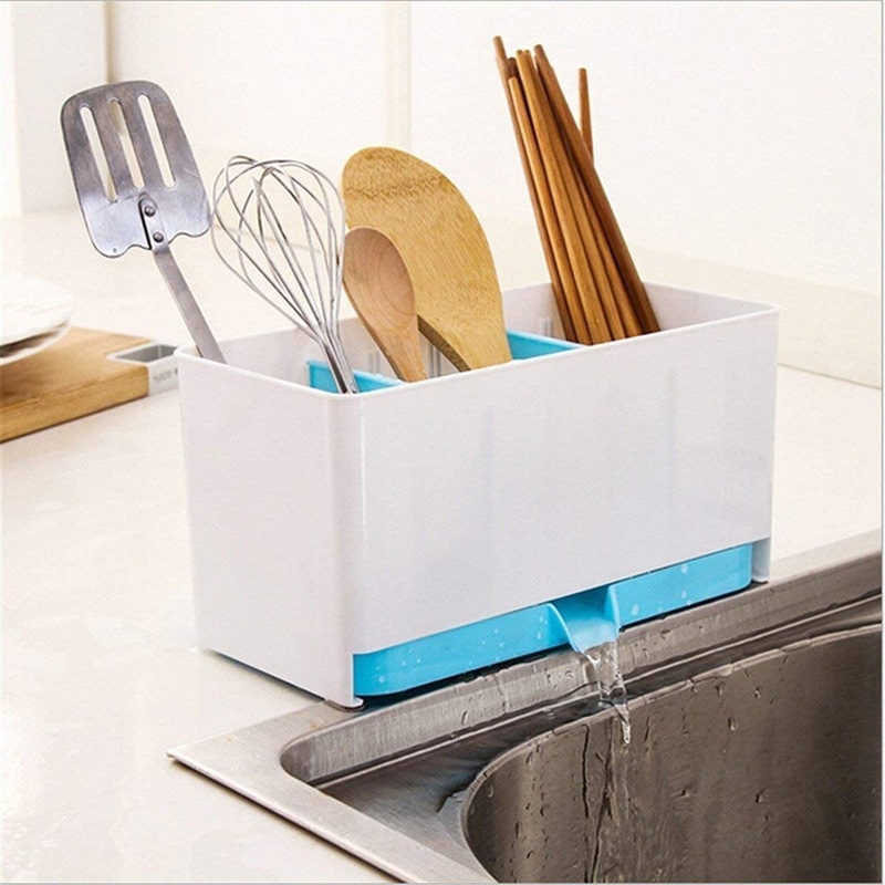 Multipurpose Plastic Rack Spoon Fork Knives Sponge Basket | Kitchen Knife Spoon Chopstick Dish Holder Rack Stand Organizer Utensils Drainer (Multi Color)
