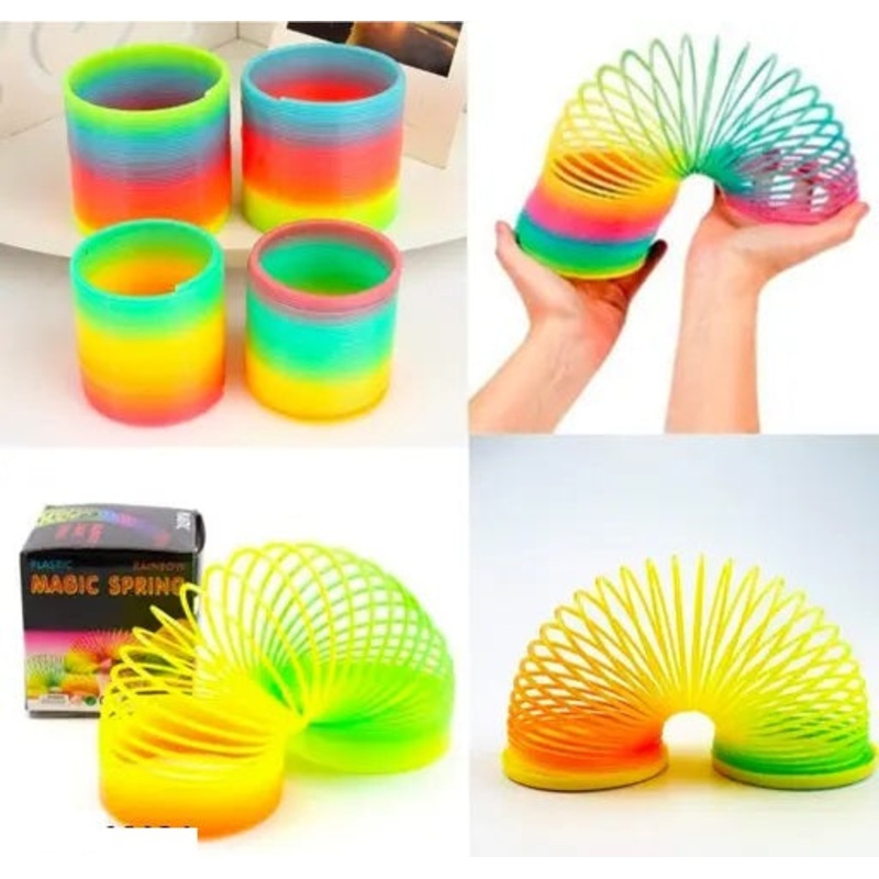 Rainbow Magic Spring, Magic Rainbow Spring, Bouncy Expandable Slinky Toys, Best Birthday Gift for Childrens, Plastic Asorted Colors