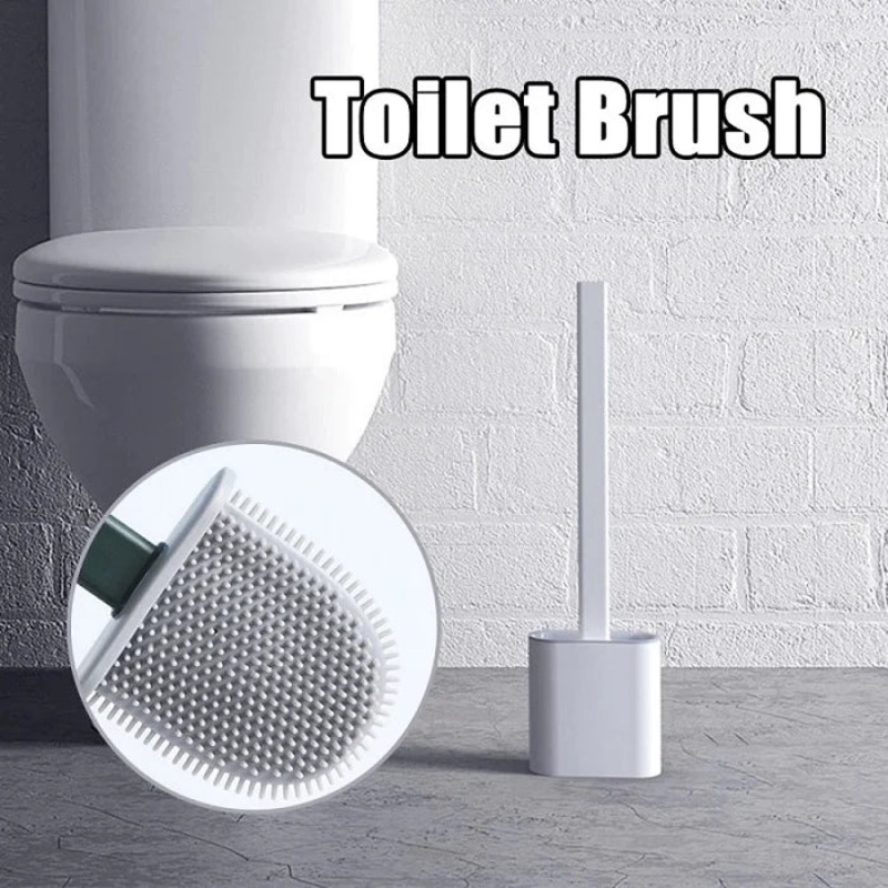 Silicone Flex Toilet Brush with Holder  Flexible, Hygienic, Easy-Clean Bathroom Brush Set (Pack of 1)