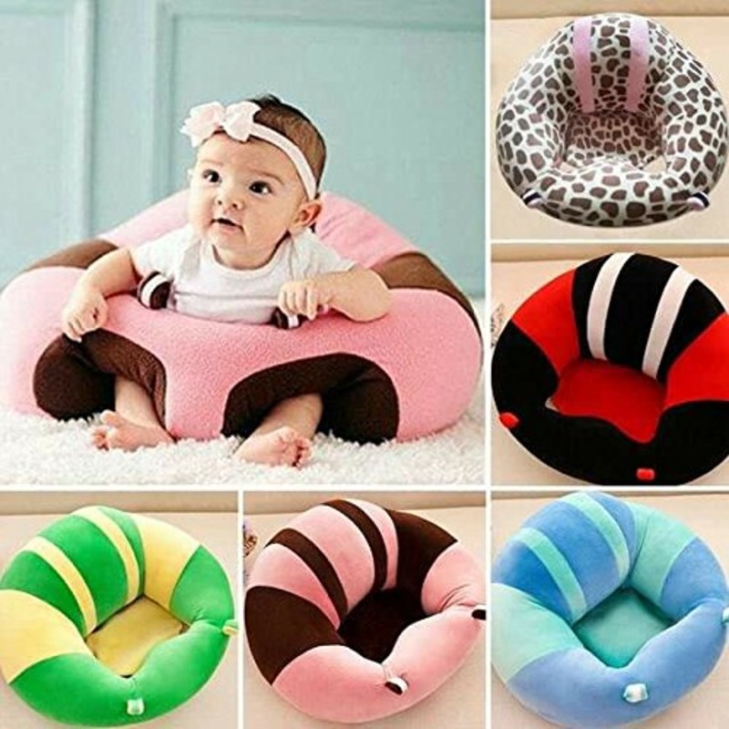 Soft Plush Chair Seat for Baby Safety Sitting Chair Sofa for Kids- WITHOUT Cotton ONLY SKIN (Random Colors)