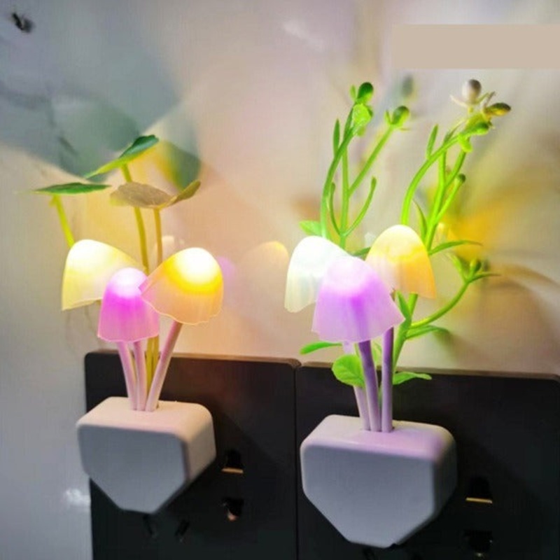 Mushroom Sensor LED Night Light  Auto On/Off Plug-in Lamp for Bedroom & Home Decor