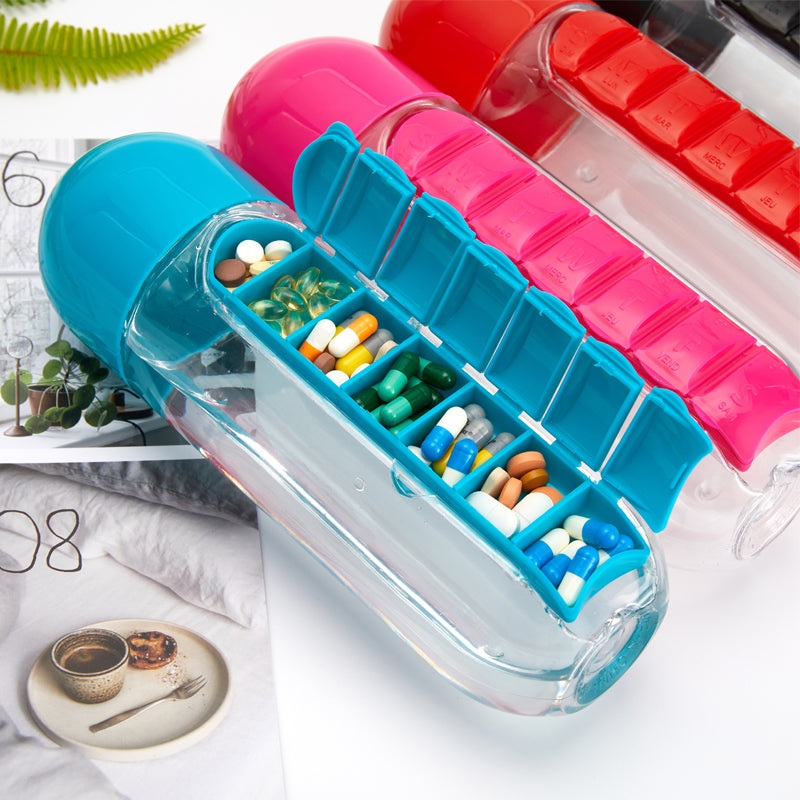 Pill & Vitamin Bottle  Portable Plastic Storage Container for Pills, Supplements & Vitamins (Random Color) (Pack of 1)