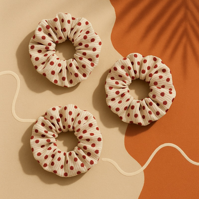 Polka Dot Printed Hair Scrunchie  Stylish & Soft Hair Accessory ( Pack of 1 )