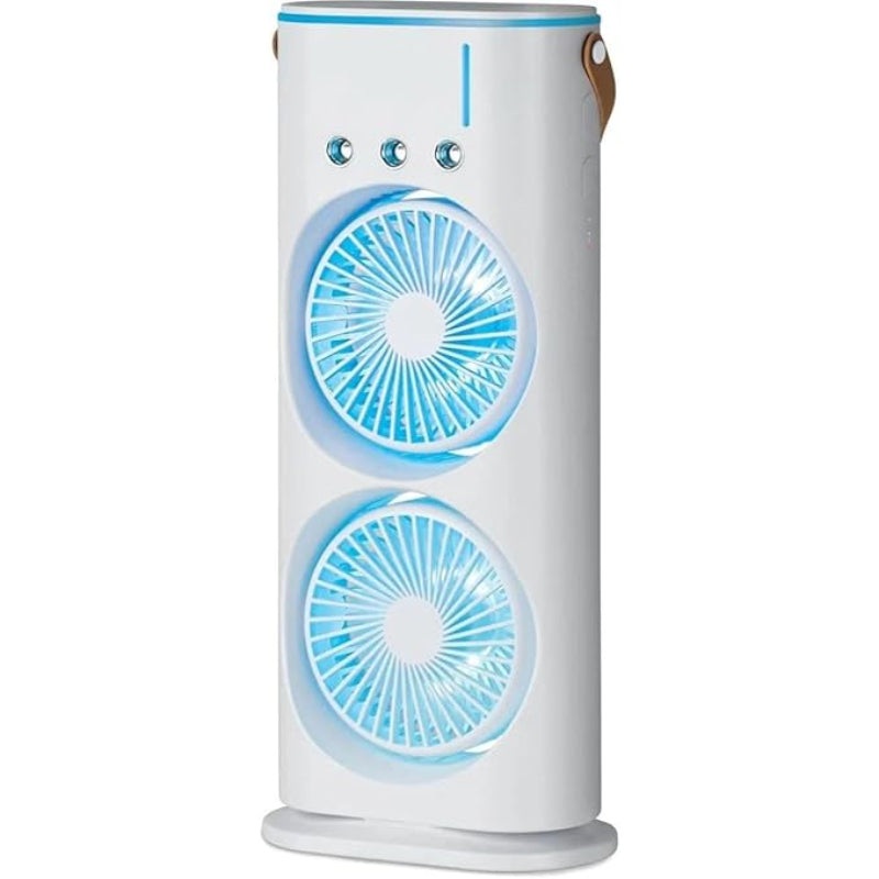 Portable Double Spray Fan  Hydrating Mist & Cool Air Combo